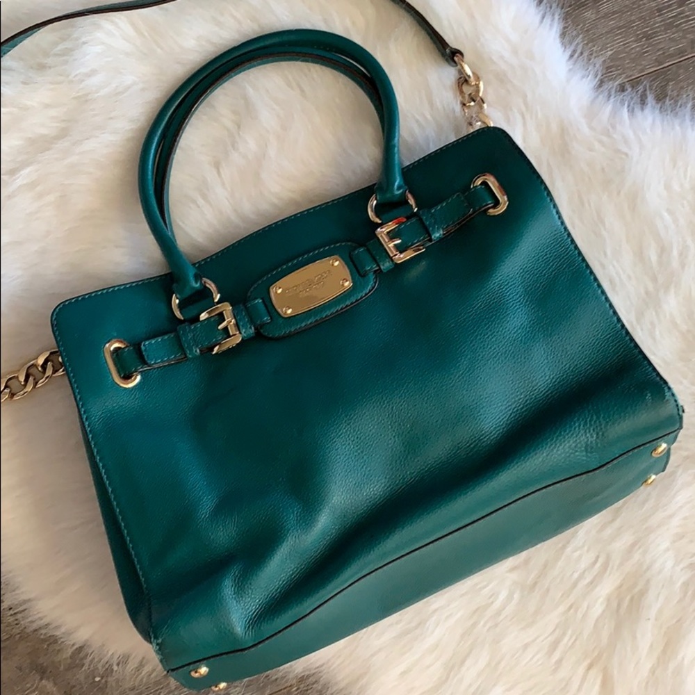 Michael Kors Large Hamilton Satchel Bag in an aqua